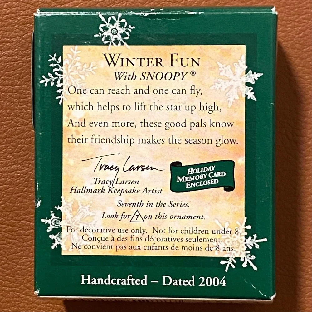Vintage Hallmark Keepsake Miniature Ornament Winter Fun Snoopy Peanuts Woodstock